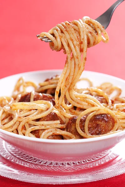 Pasta with meatballs — Stock Photo, Image
