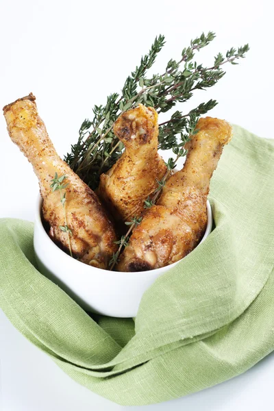 Roasted chicken legs with thyme — Stock Photo, Image