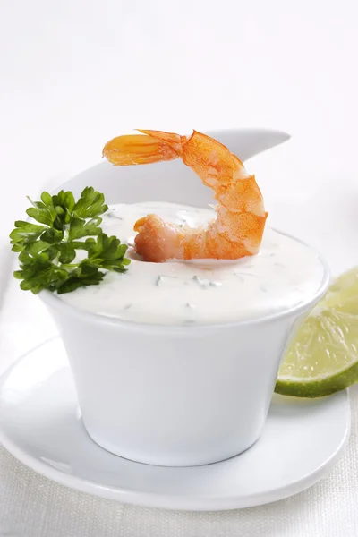 Shrimp with sauce — Stock Photo, Image