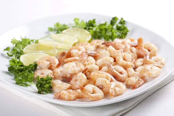 stock image Shrimps with lime