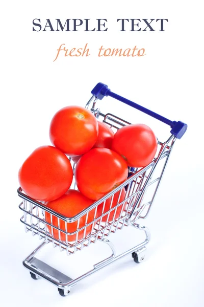 Tomatoes in a shopping cart — Stock Photo, Image