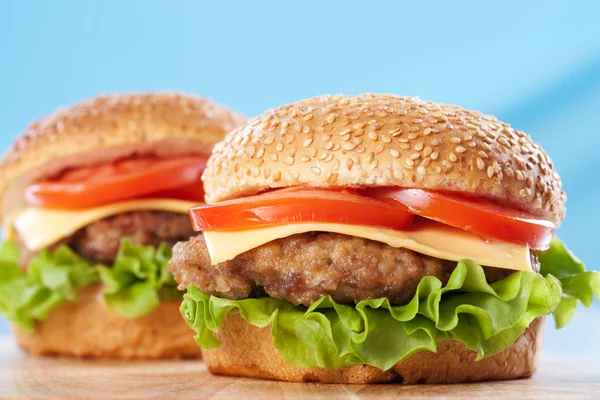 Dwa cheeseburgers — Zdjęcie stockowe