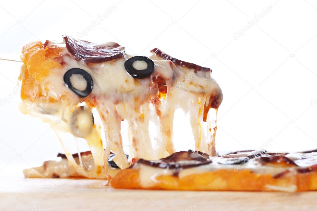 Pizza with melted cheese
