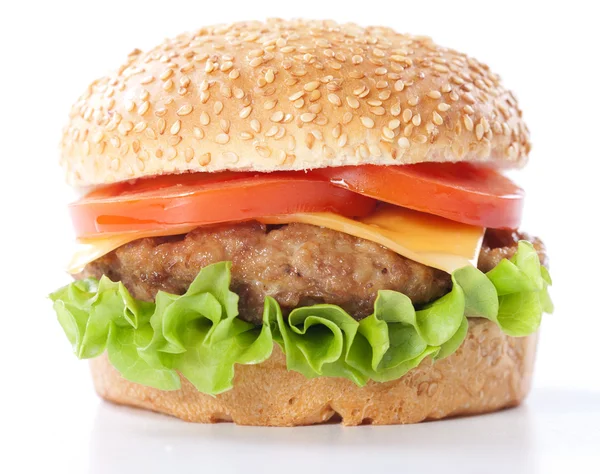 Cheeseburger con pomodori e lattuga — Foto Stock