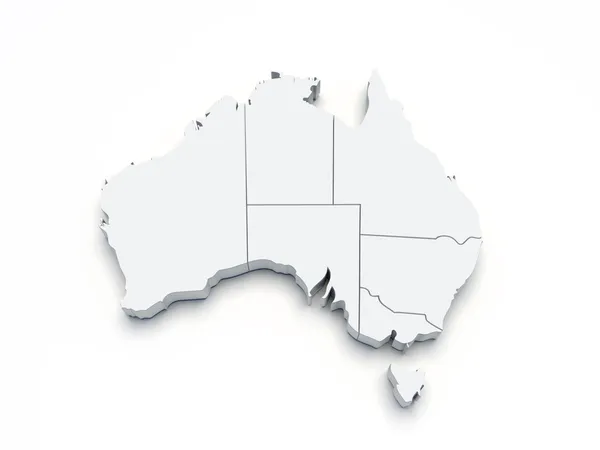 澳大利亚 3d 地图上白色 — 图库照片