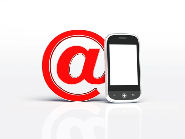 Telefone celular e sinal de e-mail — Fotografia de Stock