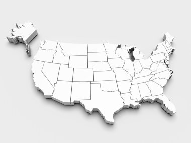 Map of USA. 3d clipart