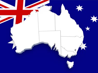 Avustralya harita üzerinde bayrak
