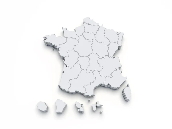 Frankrike karta 3d på vit — Stockfoto