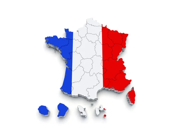 Francia Mapa regional 3D — Foto de Stock