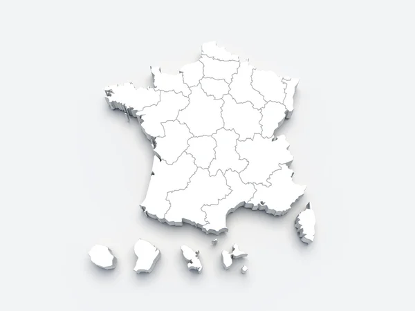 Francia mappa bianca 3D su grigio — Foto Stock