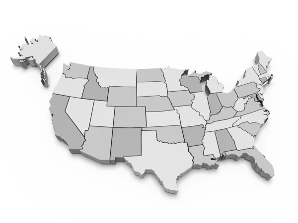 Szary mapę USA. 3D — Zdjęcie stockowe