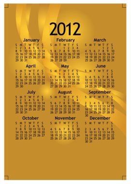 yaratıcı 2012 Takvim şablonu