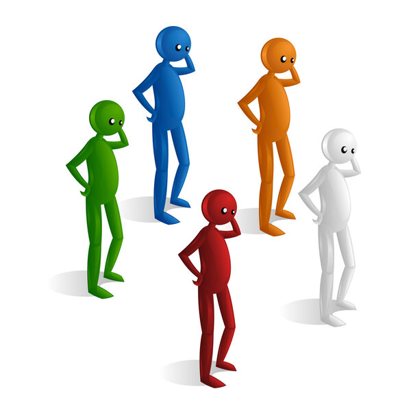 Cartoon stick figure deciding