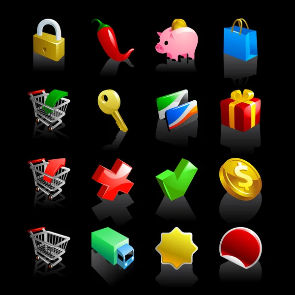 16 e-commerce pictogrammen — Stockvector