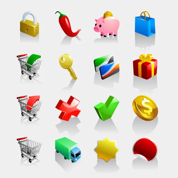 16 e-handel ikoner — Stock vektor