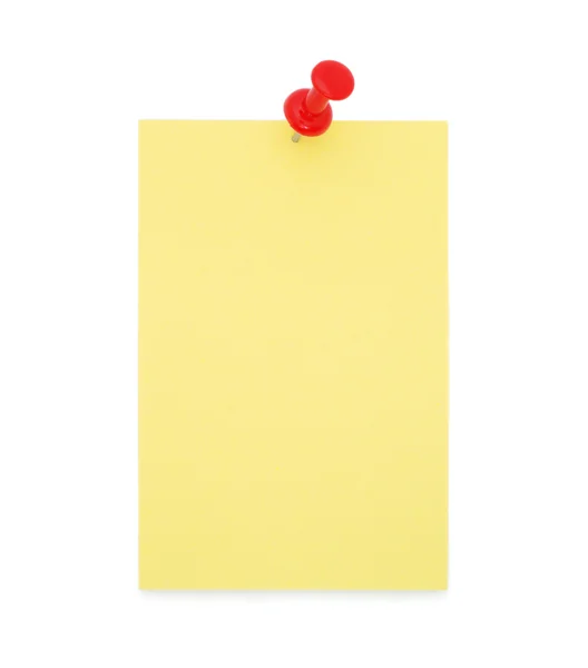 Yellow Paper Note with Pushpin — Stock Photo, Image