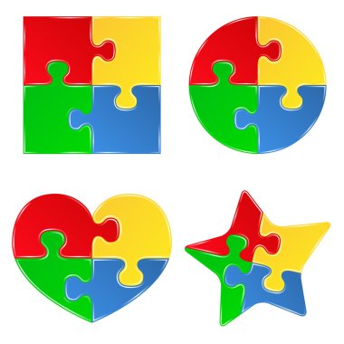 Vector shapes of jigsaw puzzle pieces clipart