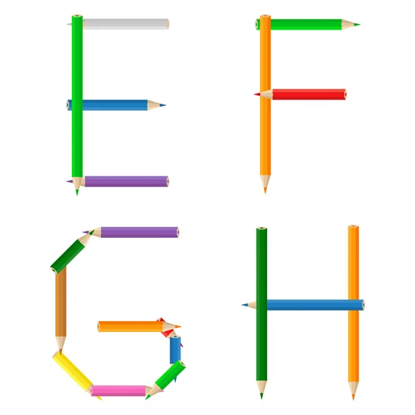 Renkli kalemler alfabesi — Stok Vektör