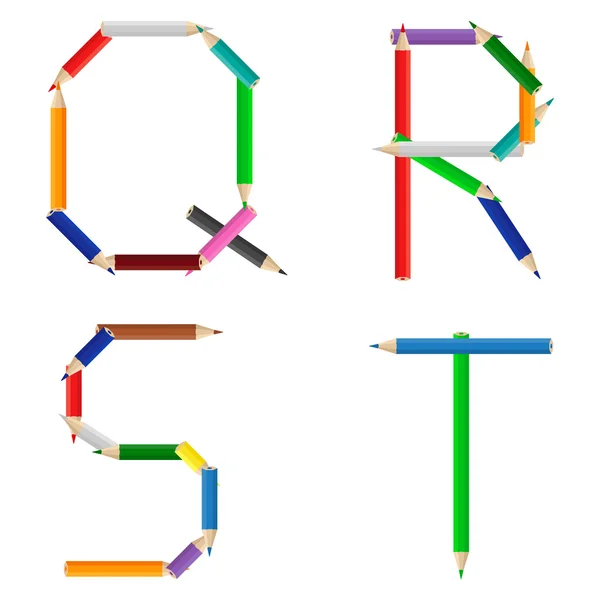 Renkli kalemler alfabesi — Stok Vektör