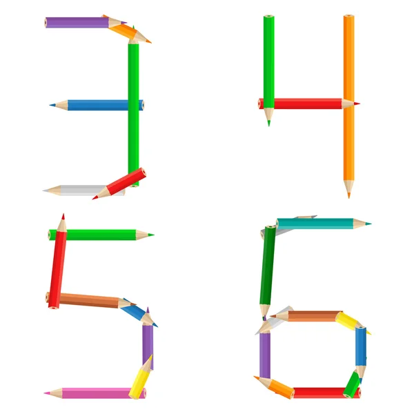 Färgpennor nummer — Stock vektor