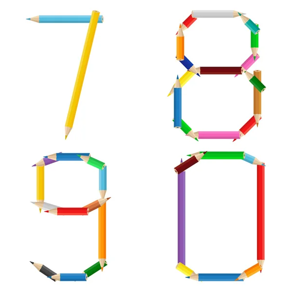 Colored Pencils Numbers — Stock Vector