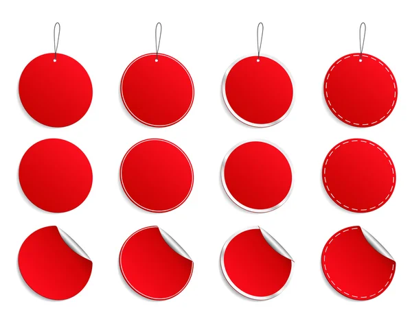Autocollants ronds rouges vectoriels — Image vectorielle