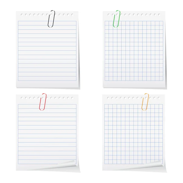Vector paper notes with clips — Stock Vector