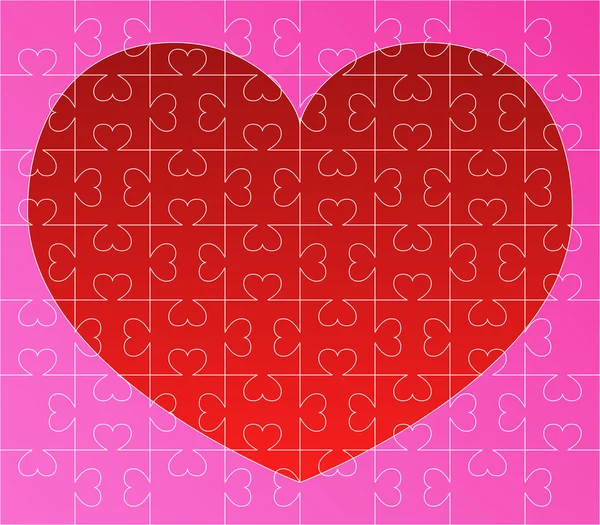 Puzzle avec coeur rouge — Image vectorielle
