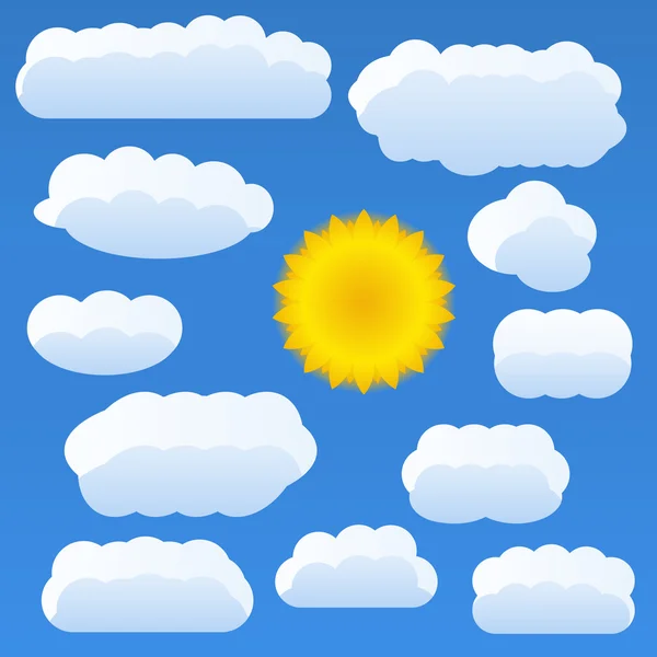 Vector Sun and Clouds — Stockový vektor