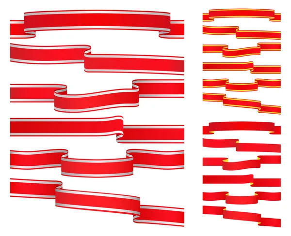 Set of Red Vector Ribbons — Stock Vector