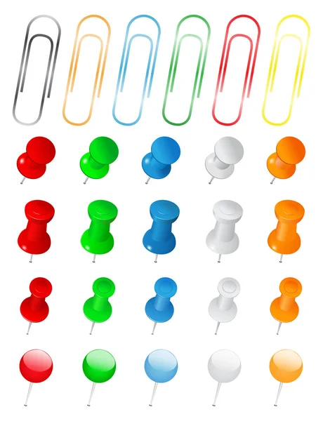 Push pins et trombones — Image vectorielle