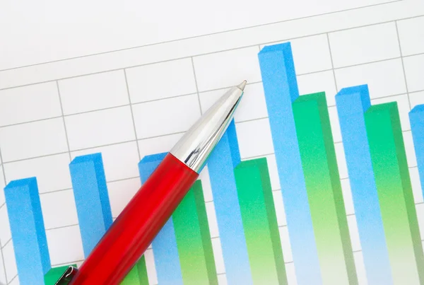 Red pen on financial graph — Stock Photo, Image