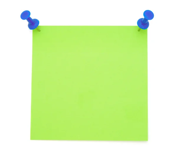 Nota Post-it verde com Pushpins — Fotografia de Stock