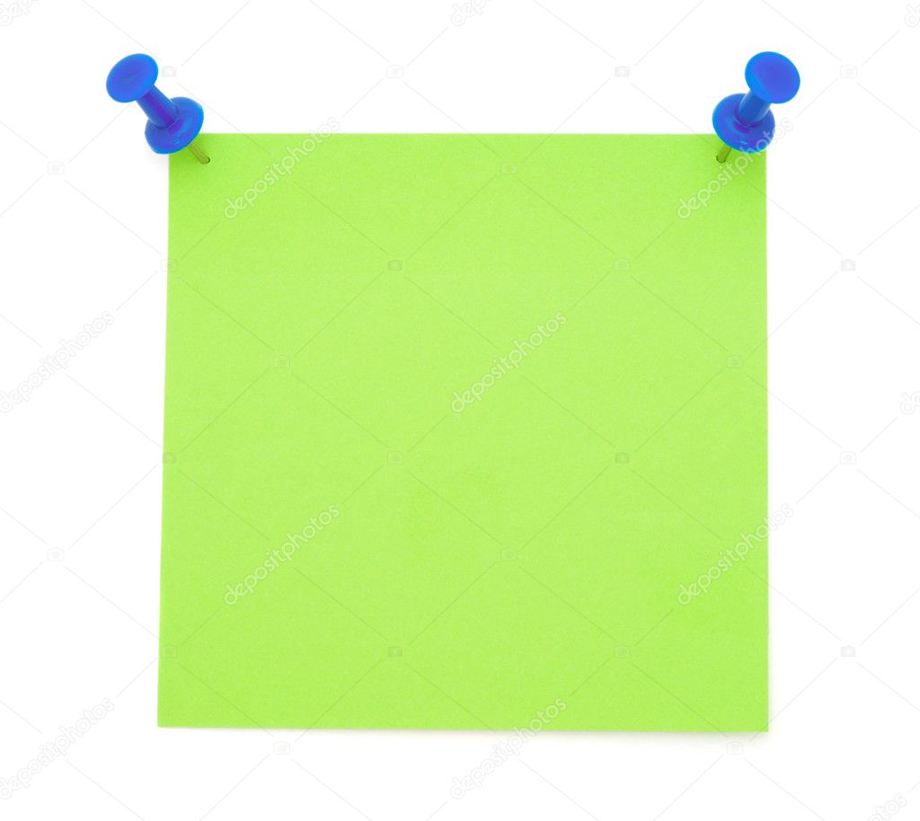 Green Post-it Note with Pushpins Stock Photo by ©human_306 6299450