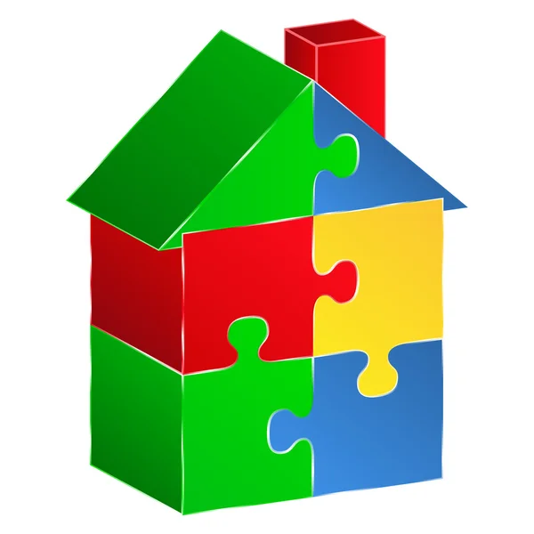 Casa fatta di pezzi di puzzle — Vettoriale Stock