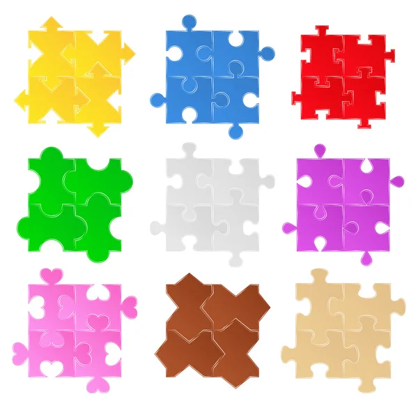 Ensemble de motifs de puzzle vectoriel — Image vectorielle