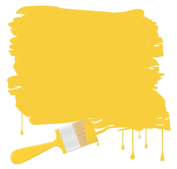 Vector background with yellow paintbrush — Stock Vector