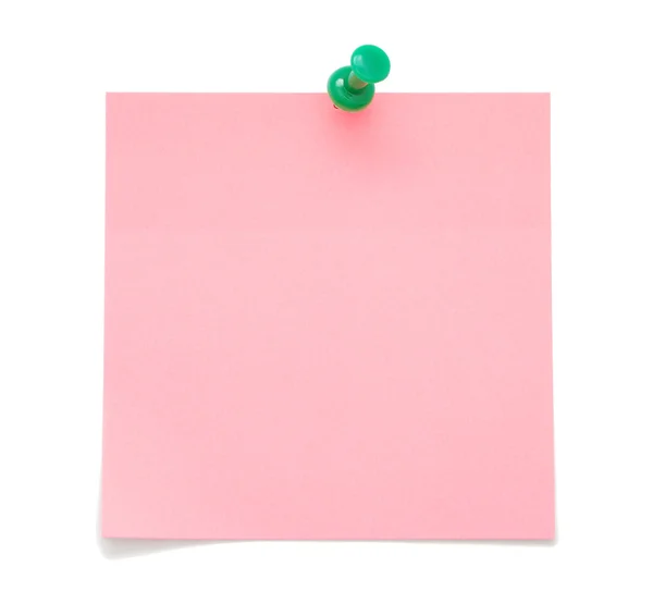 Nota adesiva rosa em branco — Fotografia de Stock