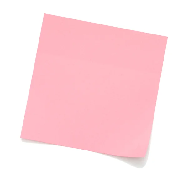 Nota adhesiva rosa en blanco — Foto de Stock