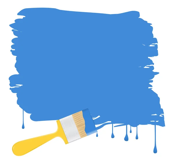 Vector blue background with yellow paintbrush — Stock Vector
