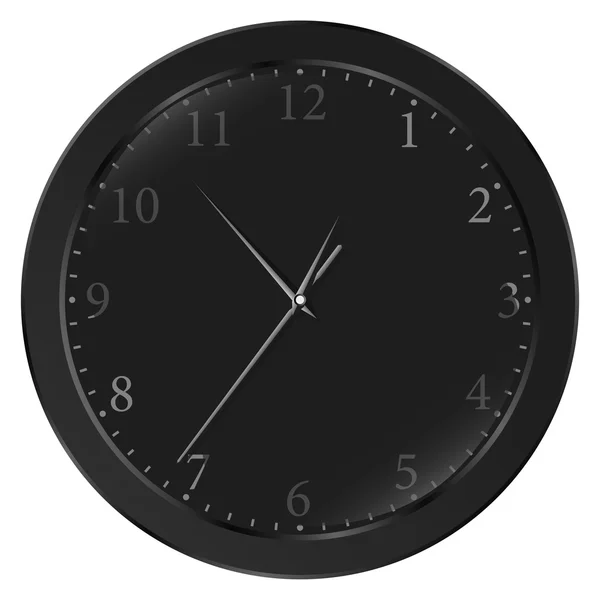 Reloj de pared negro — Vector de stock