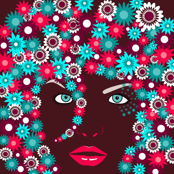 Femme abstraite avec des fleurs — Image vectorielle