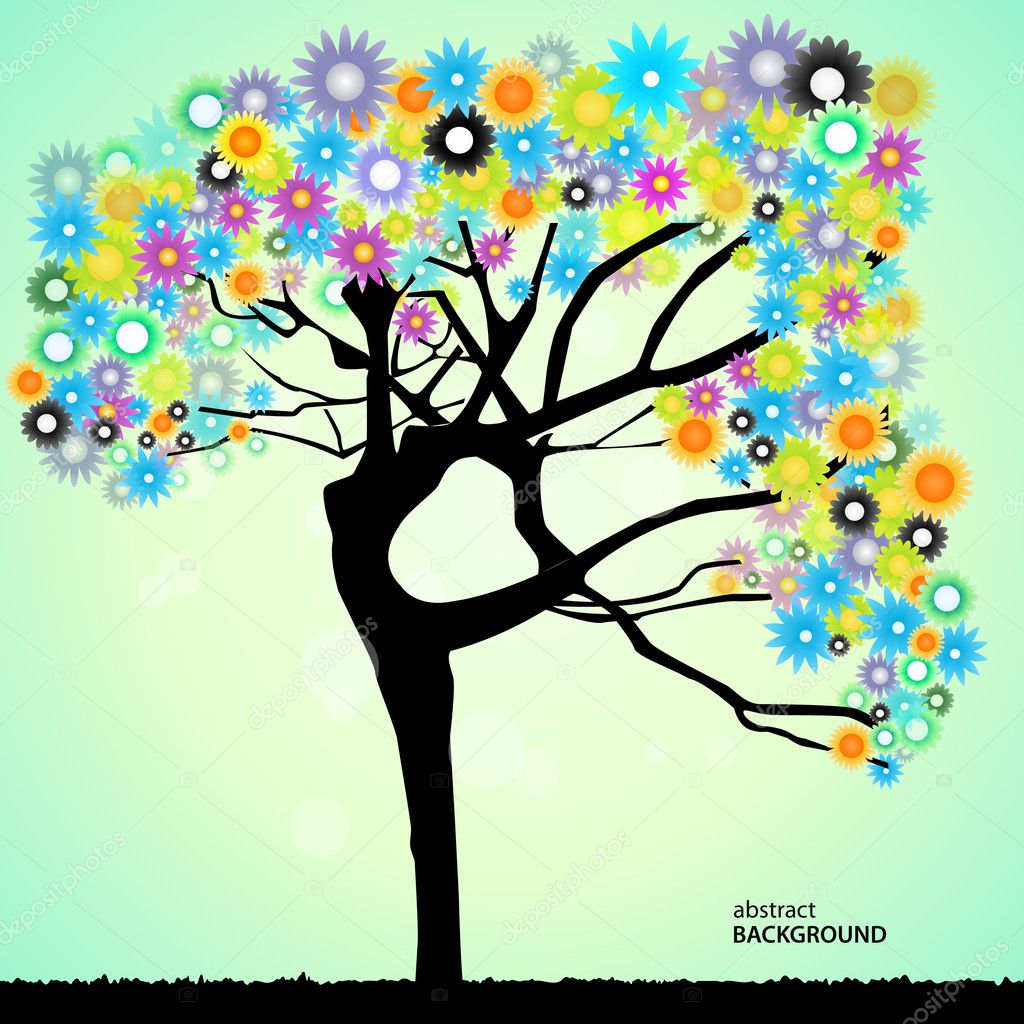 Silhouette of woman in colorful tree ⬇ Vector Image by © la_terre
