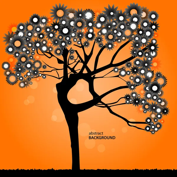 stock vector Silhouette of woman in tree