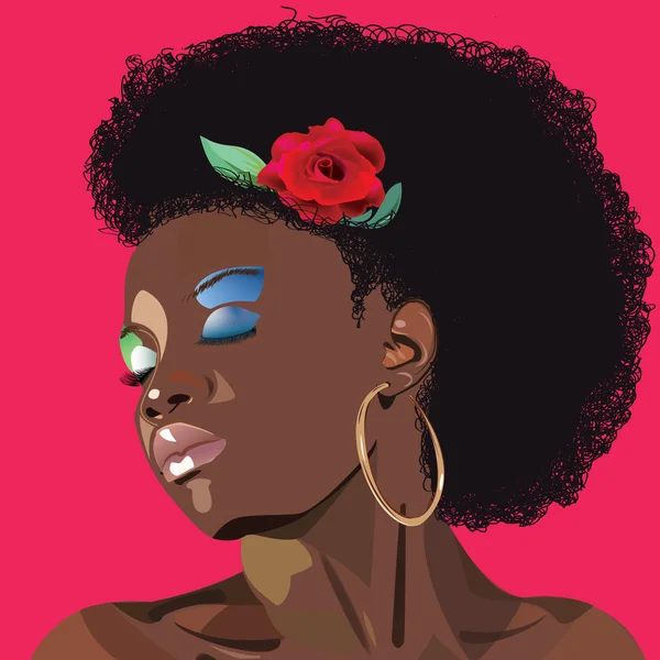 Mulher afro — Vetor de Stock