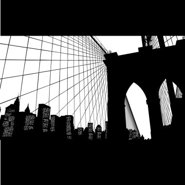 Black and white panorama cities. Vector art clipart