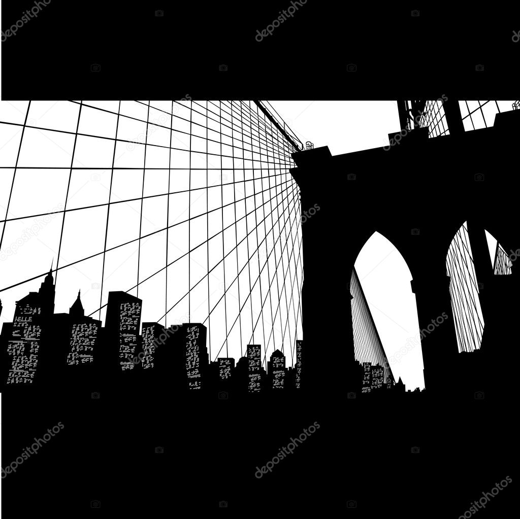 Black and white panorama cities. Vector art