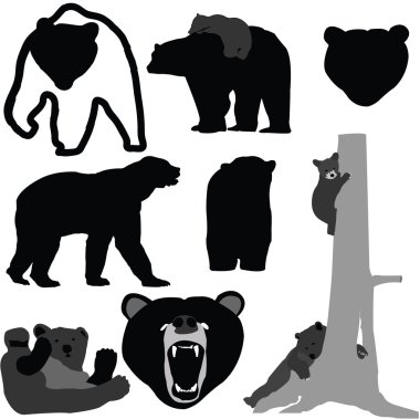 Bears silhouette collection - vector clipart