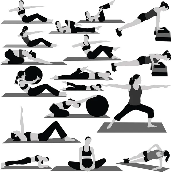 Woman fitness collection vector — Stock Vector